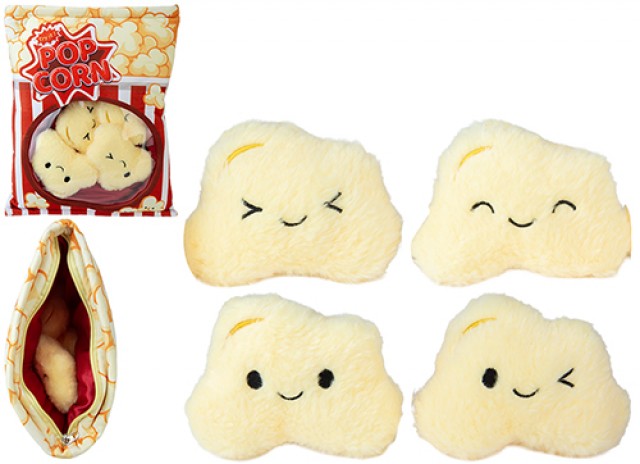 (Mis 5) MOCHI POP-CORN Snack Peluche Bag 40cm (In sacchetto peluche 40x40cm con zip da 4pz da 12cm)…x16